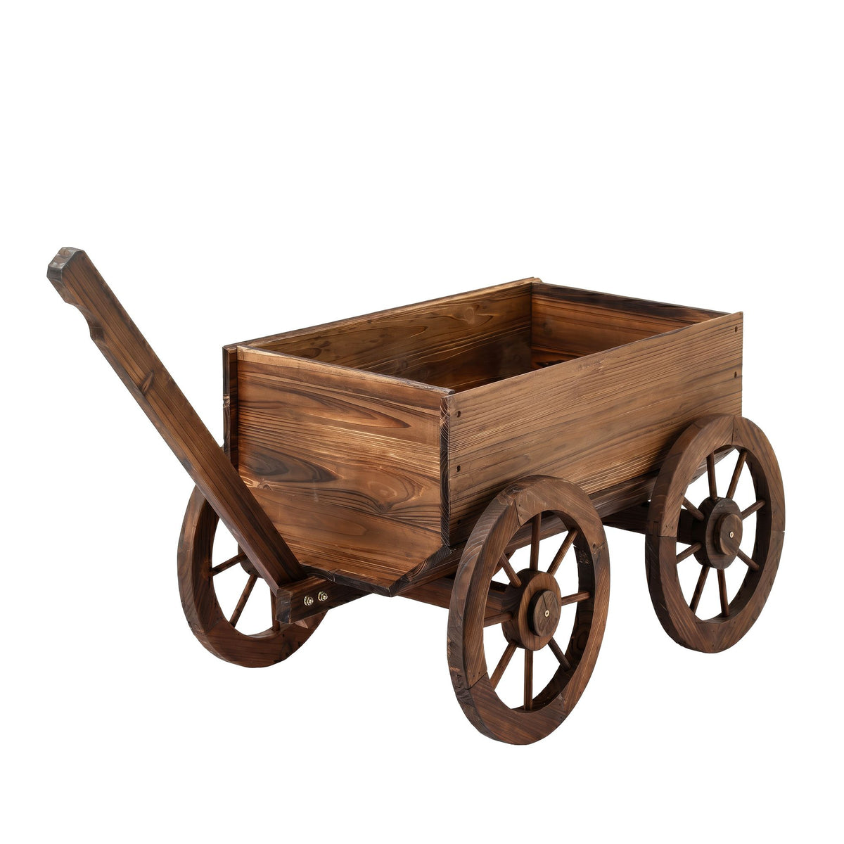 Gardeon Wooden Planter Cart Garden Decor Plant Stand Fir Wood Flower Wagon Wheels XL GD-GC-XL-CC