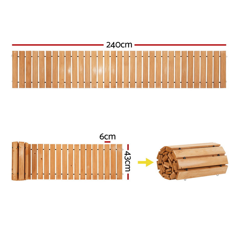 Gardeon 8FT Wooden Garden Pathway Roll-Out Straight Walkway Outdoor Backyard Brown GD-PW-8FT-BR