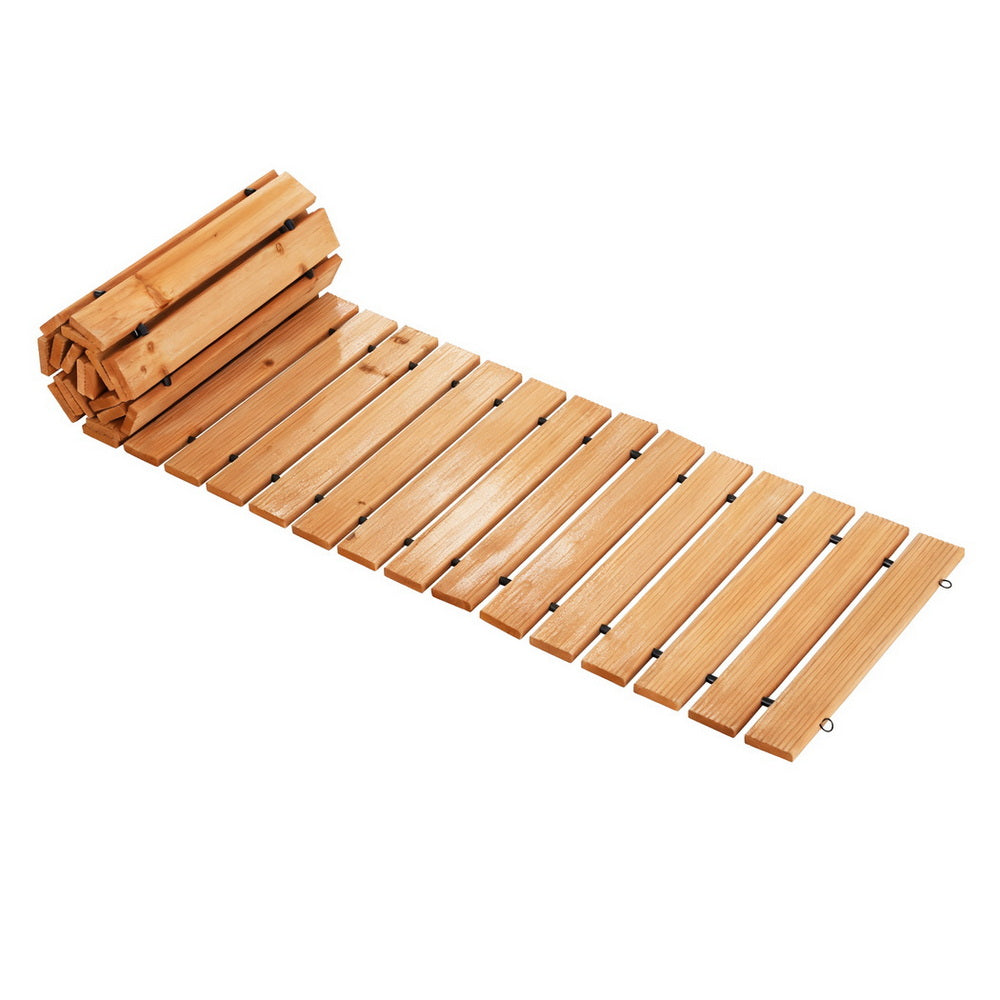 Gardeon 8FT Wooden Garden Pathway Roll-Out Straight Walkway Outdoor Backyard Brown GD-PW-8FT-BR