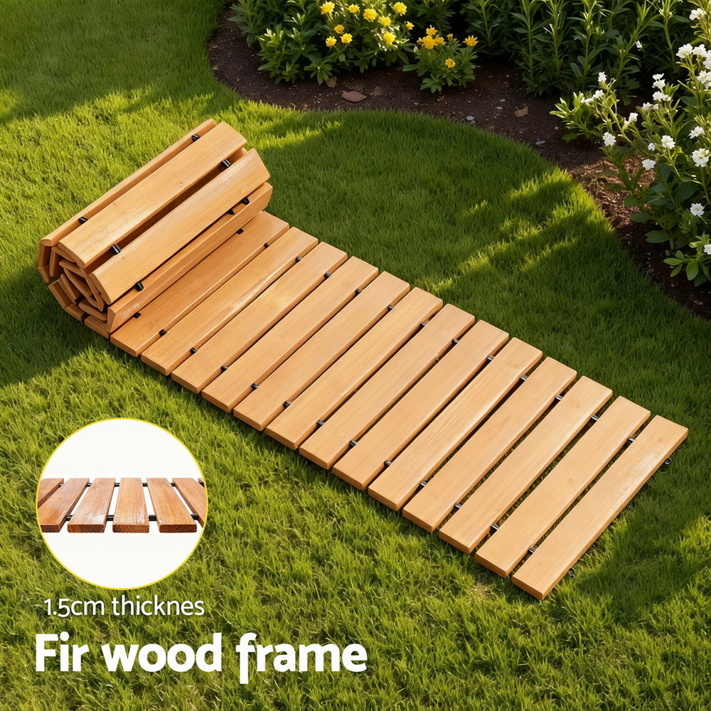 Gardeon 8FT Wooden Garden Pathway Roll-Out Straight Walkway Outdoor Backyard Brown GD-PW-8FT-BR