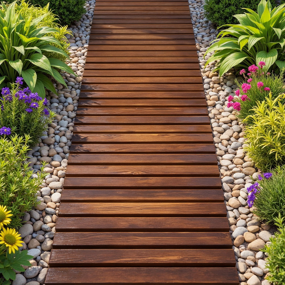 Gardeon 8FT Wooden Garden Pathway Roll-Out Straight Walkway Outdoor Backyard Charcoal Brown GD-PW-8FT-CC