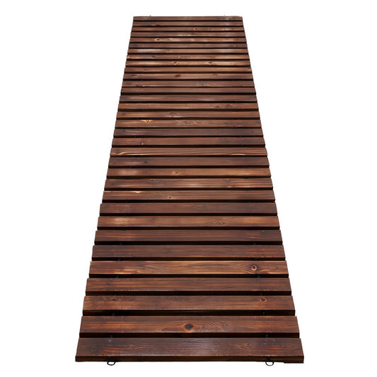Gardeon 8FT Wooden Garden Pathway Roll-Out Straight Walkway Outdoor Backyard Charcoal Brown GD-PW-8FT-CC