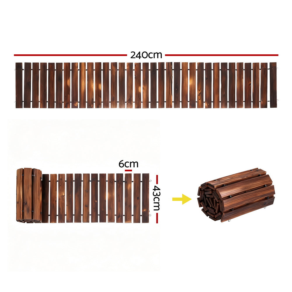 Gardeon 8FT Wooden Garden Pathway Roll-Out Straight Walkway Outdoor Backyard Charcoal Brown GD-PW-8FT-CC