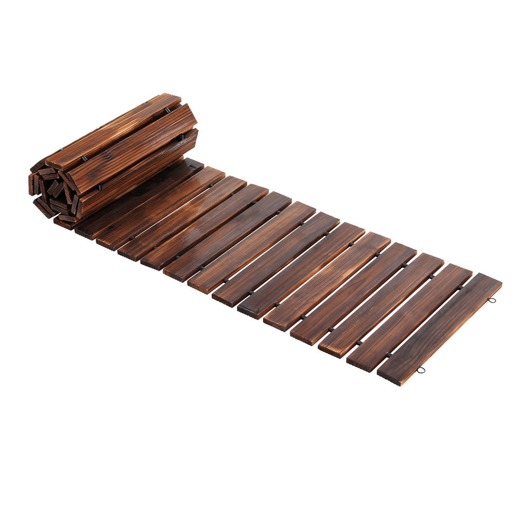 Gardeon 8FT Wooden Garden Pathway Roll-Out Straight Walkway Outdoor Backyard Charcoal Brown GD-PW-8FT-CC