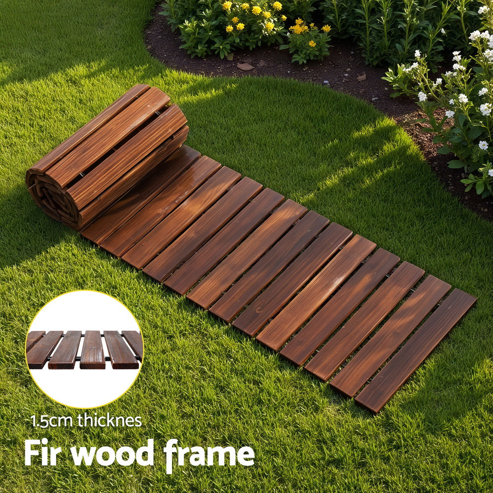 Gardeon 8FT Wooden Garden Pathway Roll-Out Straight Walkway Outdoor Backyard Charcoal Brown GD-PW-8FT-CC