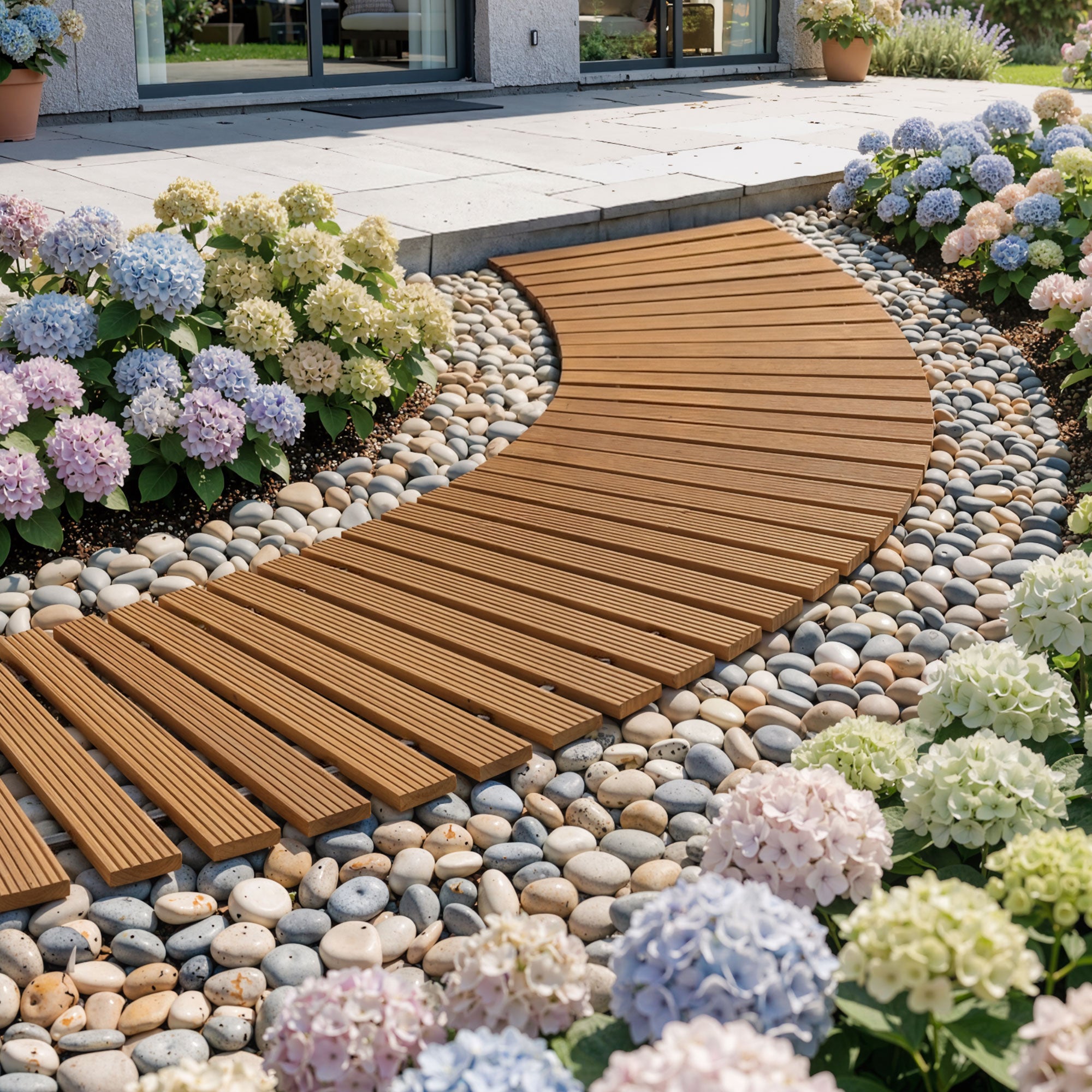Gardeon 8FT Wooden Garden Pathway Roll-Out Curved Walkway Outdoor Backyard Brown GD-PW-C-8FT-BR