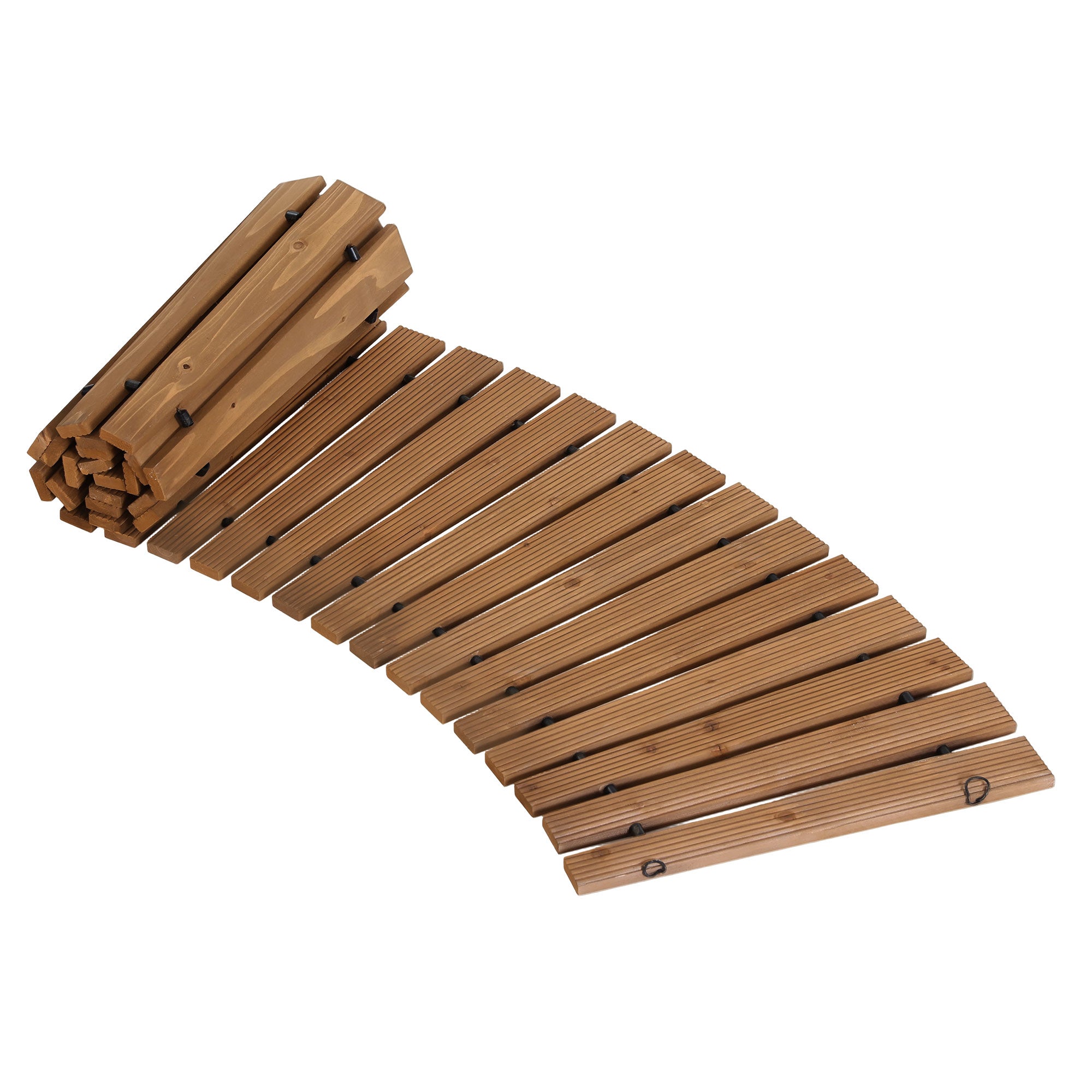 Gardeon 8FT Wooden Garden Pathway Roll-Out Curved Walkway Outdoor Backyard Brown GD-PW-C-8FT-BR