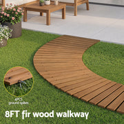 Gardeon 8FT Wooden Garden Pathway Roll-Out Curved Walkway Outdoor Backyard Brown GD-PW-C-8FT-BR