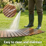 Gardeon 8FT Wooden Garden Pathway Roll-Out Curved Walkway Outdoor Backyard Brown GD-PW-C-8FT-BR