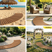 Gardeon 8FT Wooden Garden Pathway Roll-Out Curved Walkway Outdoor Backyard Brown GD-PW-C-8FT-BR