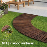 Gardeon 8FT Wooden Garden Pathway Roll-Out Curved Walkway Outdoor Backyard Charcoal Brown GD-PW-C-8FT-CC