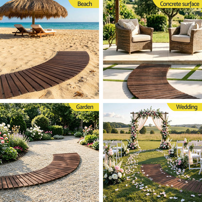 Gardeon 8FT Wooden Garden Pathway Roll-Out Curved Walkway Outdoor Backyard Charcoal Brown GD-PW-C-8FT-CC