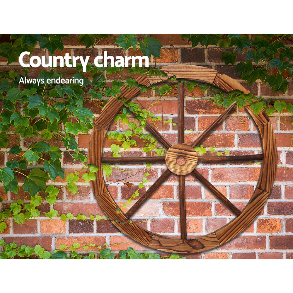 Gardeon Garden Decor Outdoor Ornament Wooden Wagon Wheel GD-WHEEL-X-CC