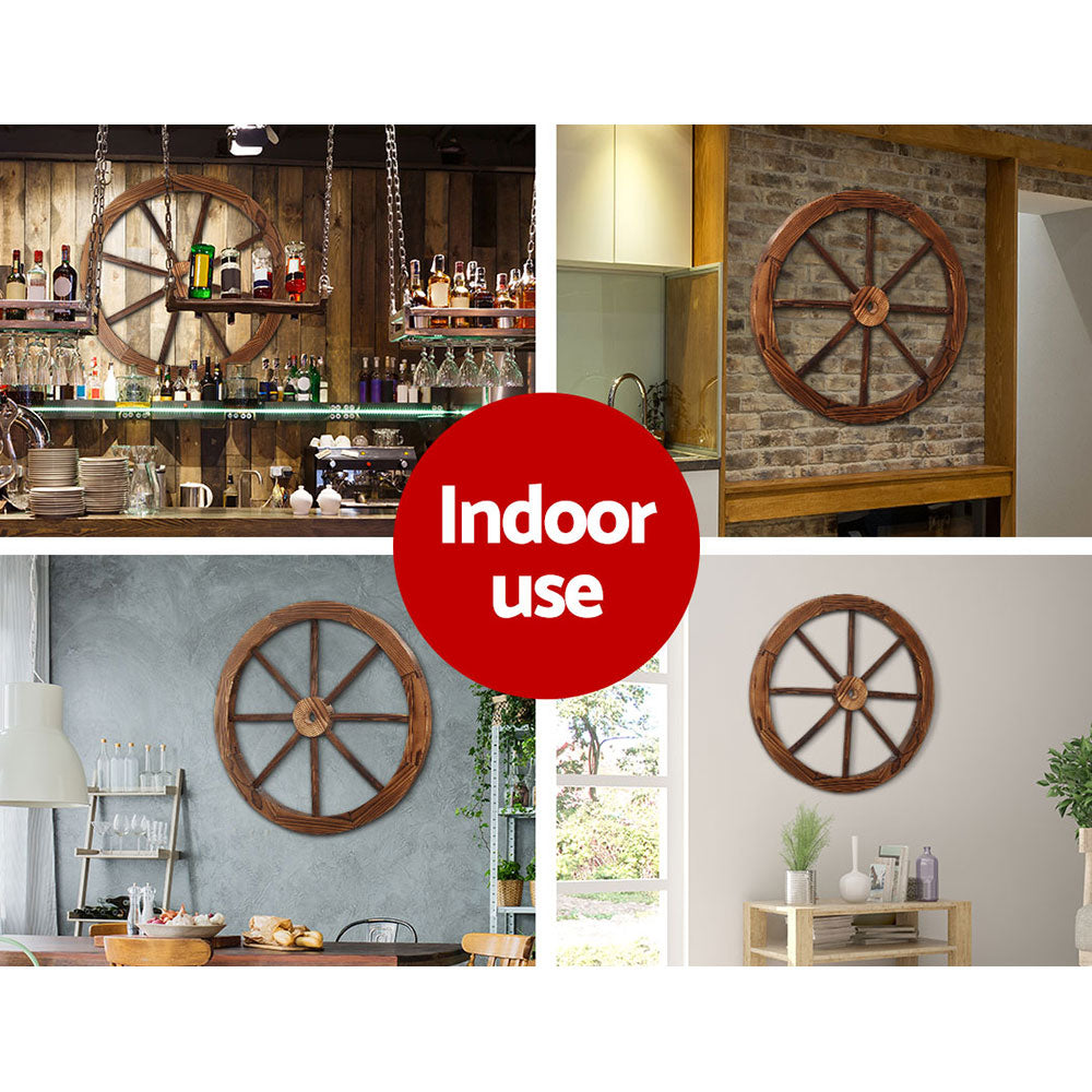 Gardeon Garden Decor Outdoor Ornament Wooden Wagon Wheel GD-WHEEL-X-CC