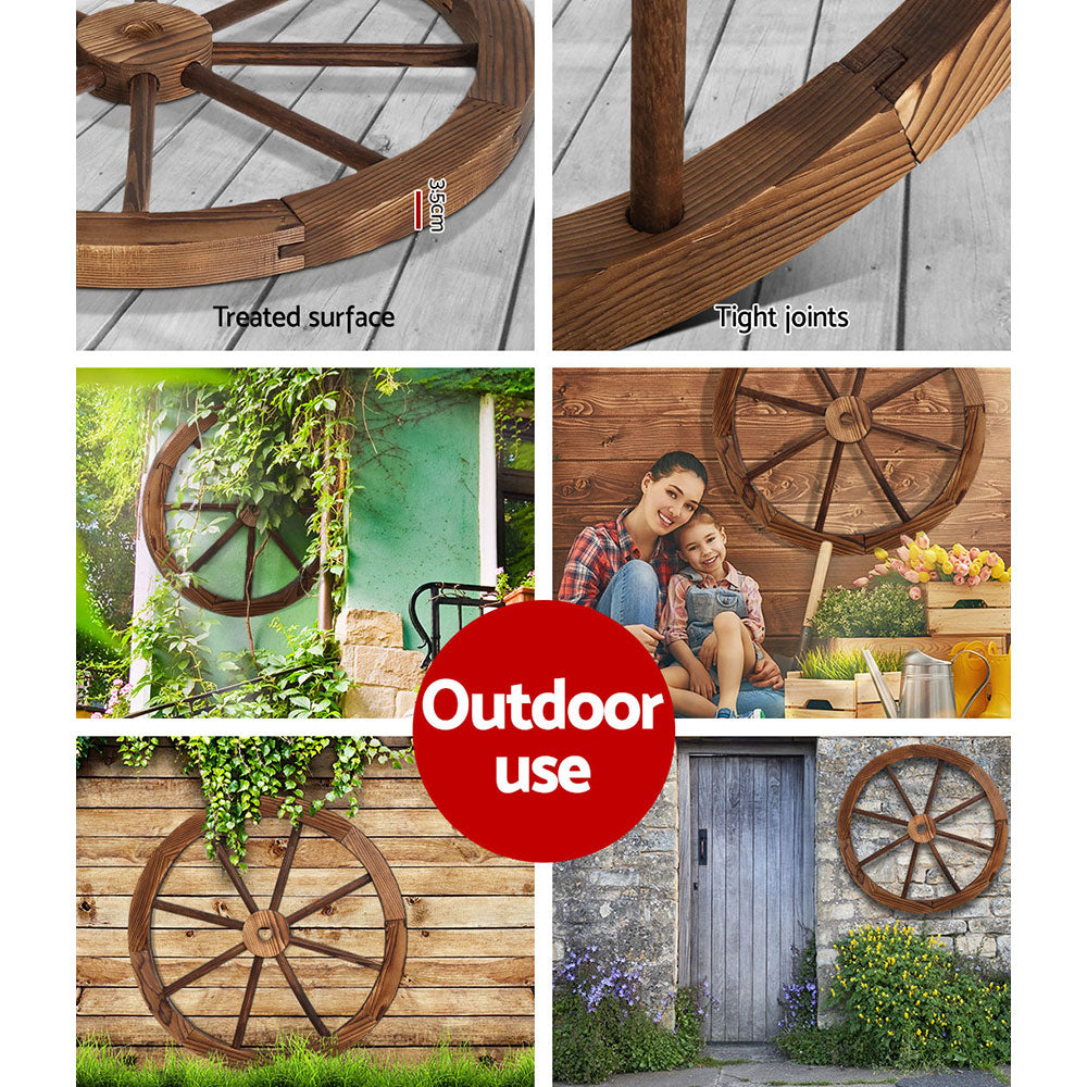 Gardeon Garden Decor Outdoor Ornament Wooden Wagon Wheel GD-WHEEL-X-CC