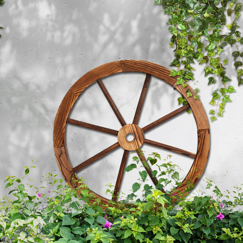 Gardeon Garden Decor Outdoor Ornament Wooden Wagon Wheel GD-WHEEL-X-CC