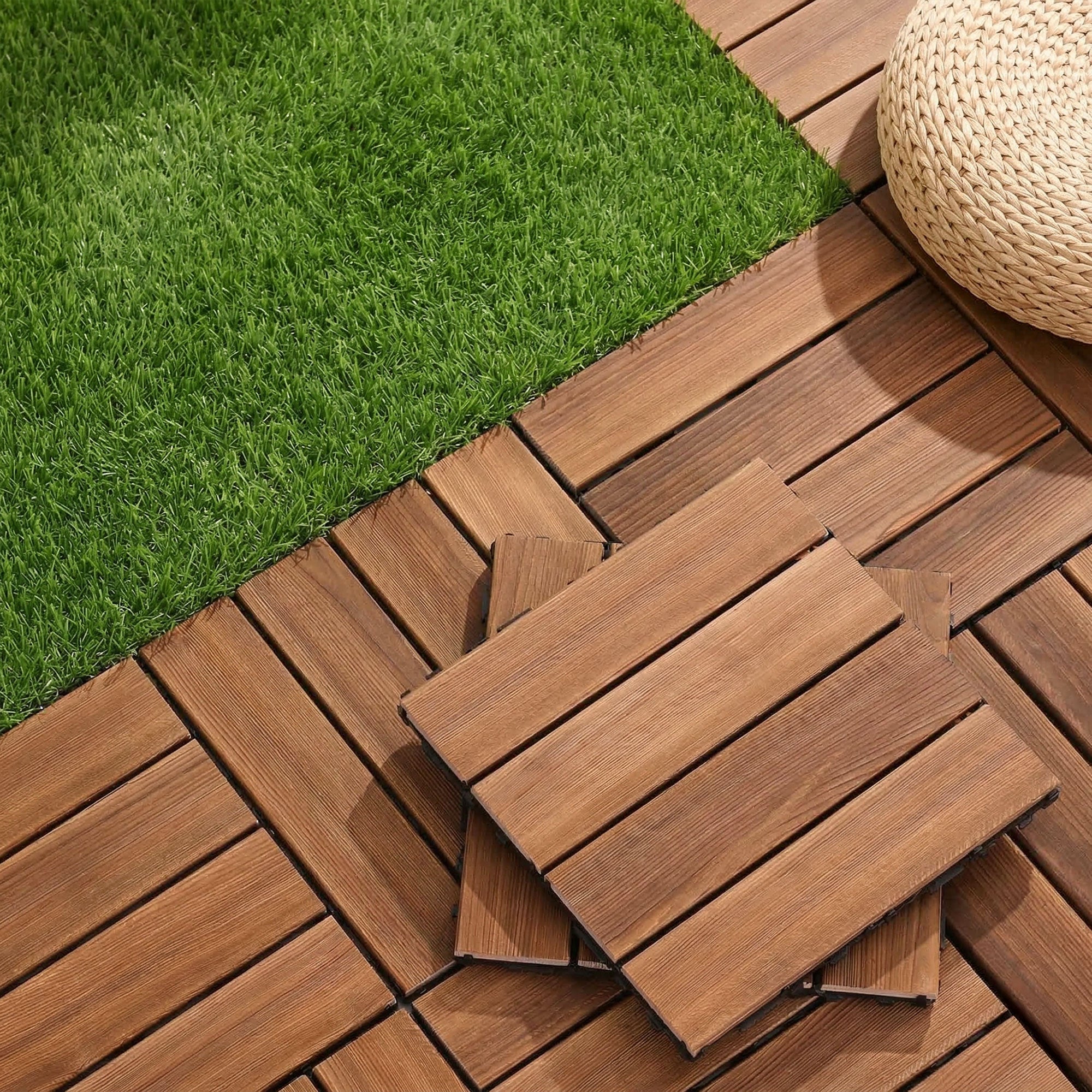 Gardeon 10PCS Wood Deck Tiles 30x30cm Interlocking Floor Tiles for Patio Balcony Garden GD-WT-10PCS-BR