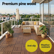 Gardeon 10PCS Wood Deck Tiles 30x30cm Interlocking Floor Tiles for Patio Balcony Garden GD-WT-10PCS-BR