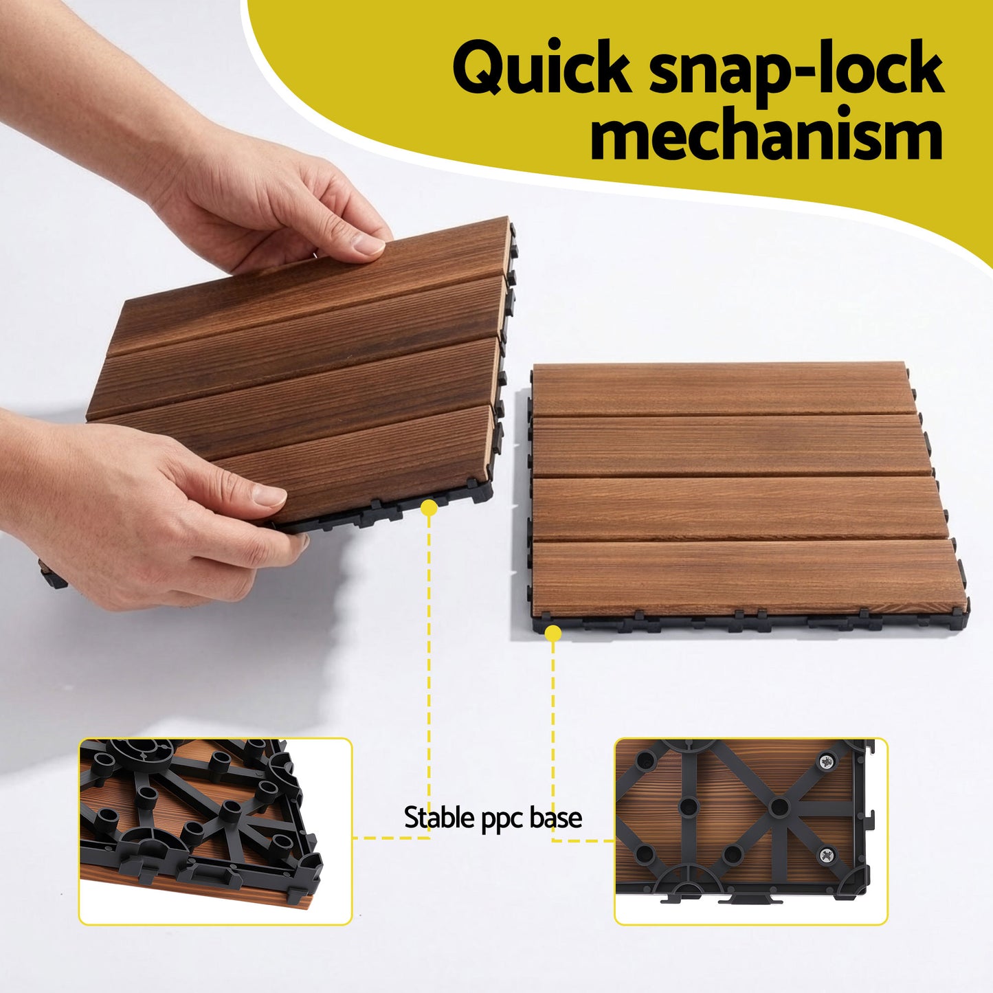 Gardeon 10PCS Wood Deck Tiles 30x30cm Interlocking Floor Tiles for Patio Balcony Garden GD-WT-10PCS-BR
