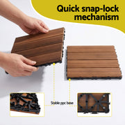 Gardeon 10PCS Wood Deck Tiles 30x30cm Interlocking Floor Tiles for Patio Balcony Garden GD-WT-10PCS-BR