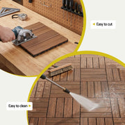 Gardeon 10PCS Wood Deck Tiles 30x30cm Interlocking Floor Tiles for Patio Balcony Garden GD-WT-10PCS-BR