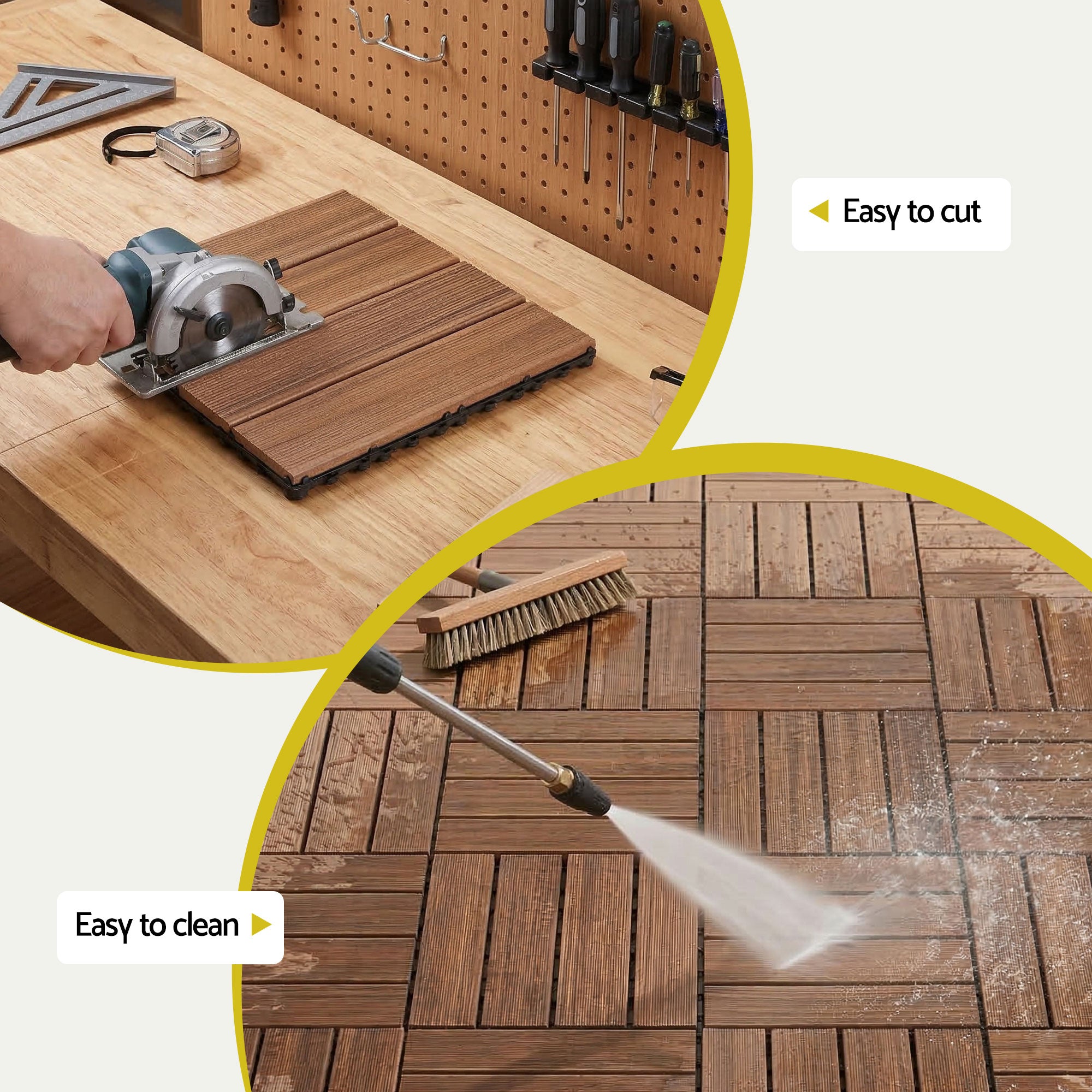Gardeon 10PCS Wood Deck Tiles 30x30cm Interlocking Floor Tiles for Patio Balcony Garden GD-WT-10PCS-BR