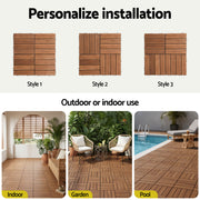 Gardeon 10PCS Wood Deck Tiles 30x30cm Interlocking Floor Tiles for Patio Balcony Garden GD-WT-10PCS-BR