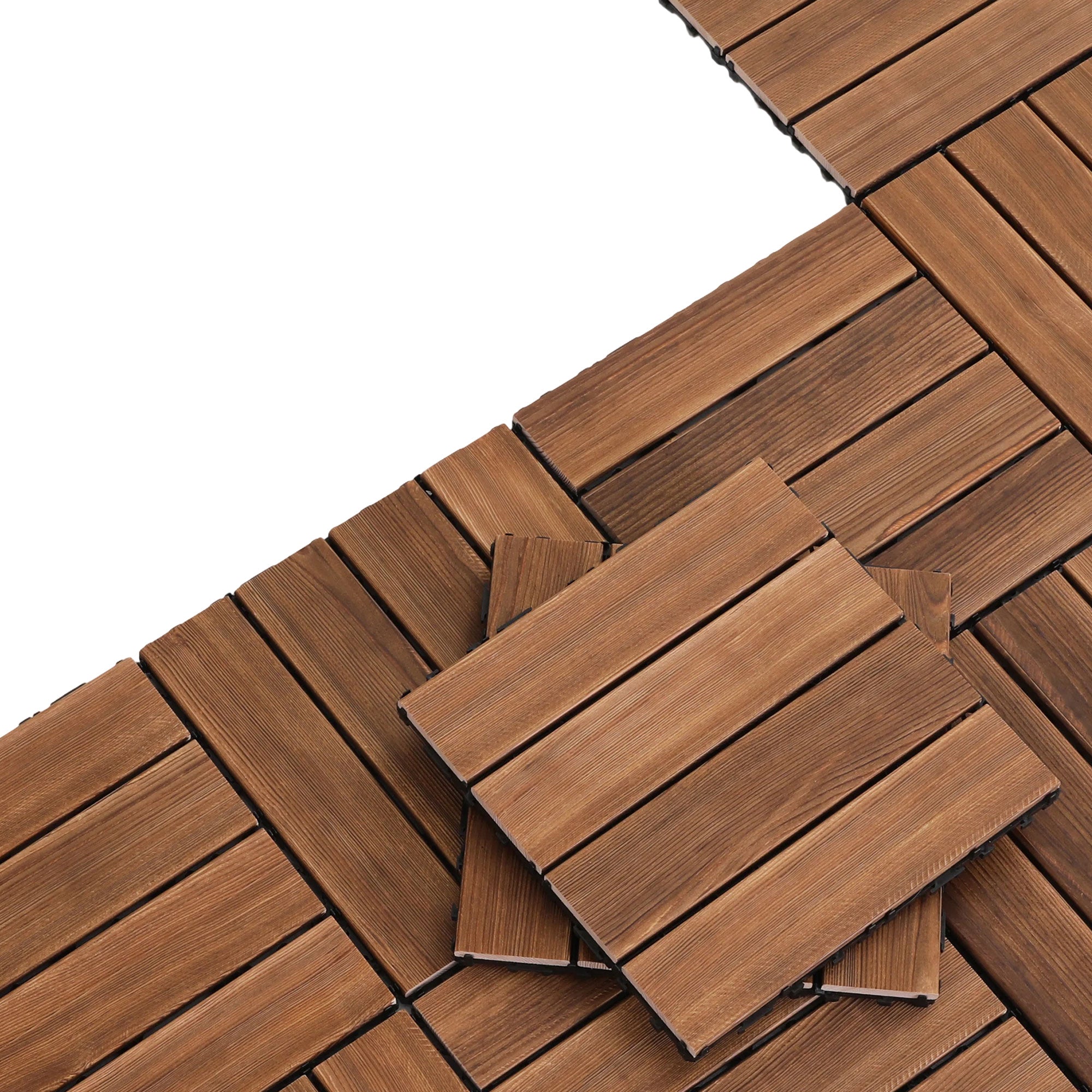 Gardeon 10PCS Wood Deck Tiles 30x30cm Interlocking Floor Tiles for Patio Balcony Garden GD-WT-10PCS-BR
