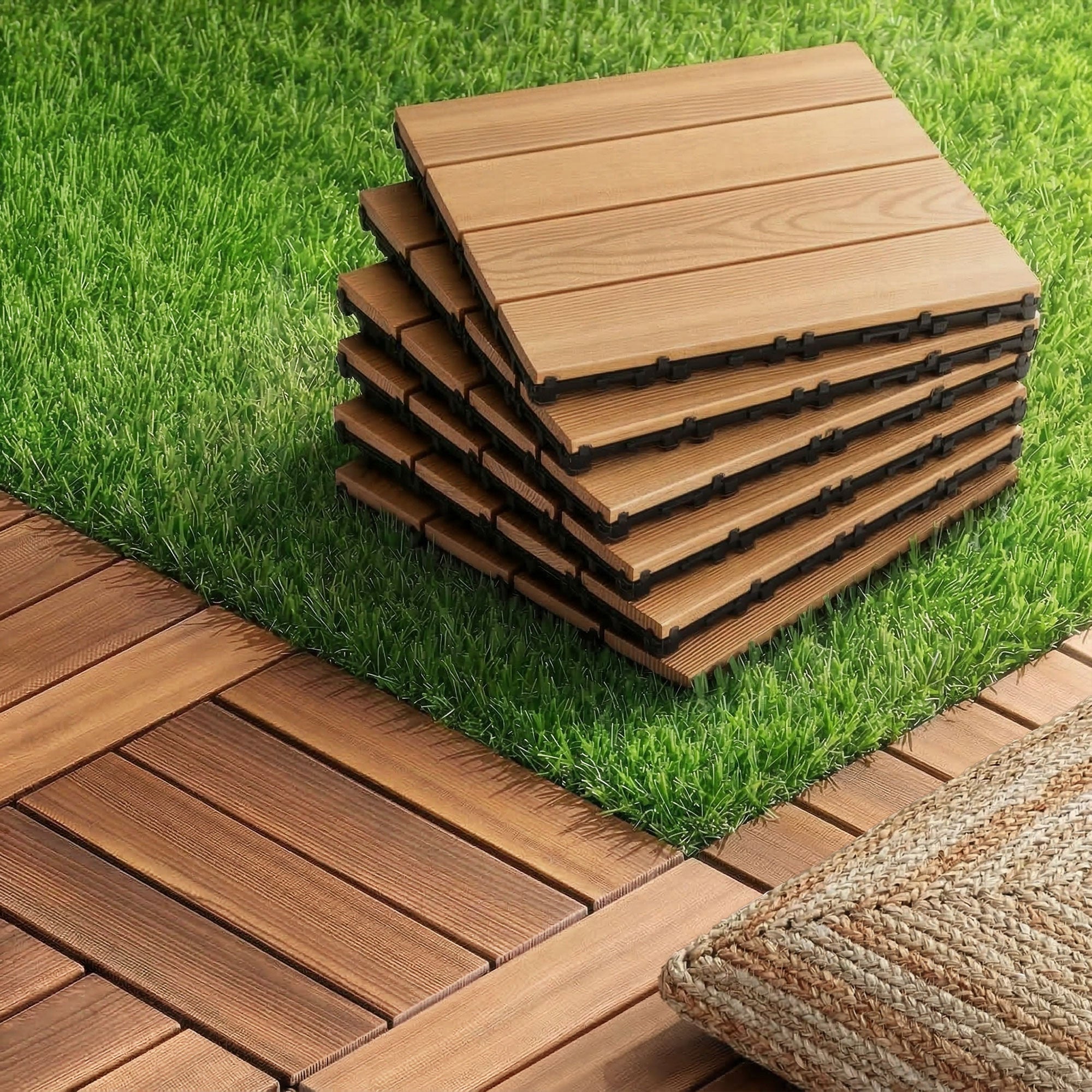 Gardeon 27PCS Wood Deck Tiles 30x30cm Interlocking Floor Tiles for Patio Balcony Garden GD-WT-27PCS-BR