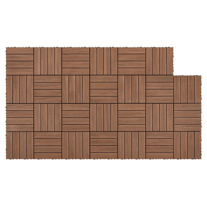 Gardeon 27PCS Wood Deck Tiles 30x30cm Interlocking Floor Tiles for Patio Balcony Garden GD-WT-27PCS-BR