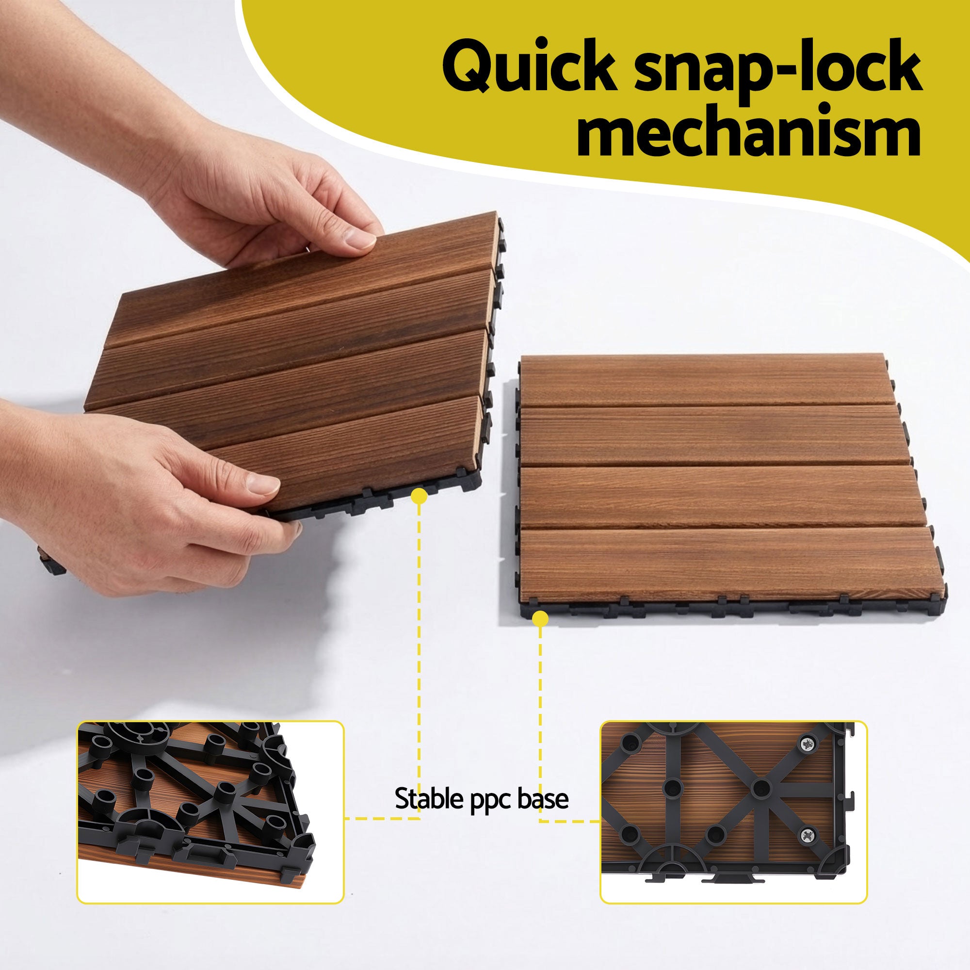 Gardeon 27PCS Wood Deck Tiles 30x30cm Interlocking Floor Tiles for Patio Balcony Garden GD-WT-27PCS-BR