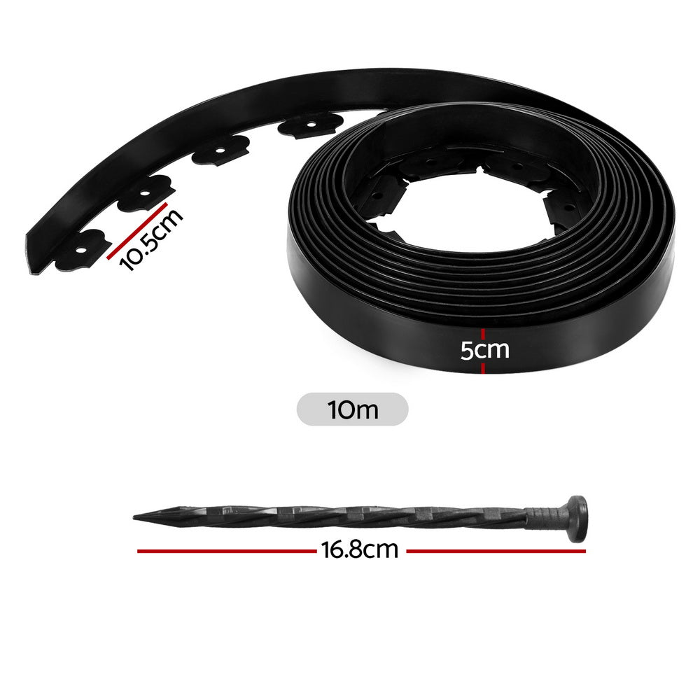 Green Fingers Garden Edging 5CM x 10M Border Support Landscape Edge Black X2 GE-PE-20-BK