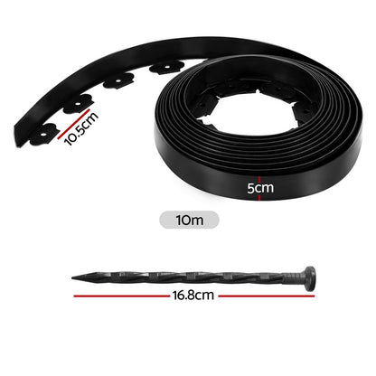 Green Fingers Garden Edging 5CM x 10M Border Support Landscape Edge Black X5 GE-PE-50-BK