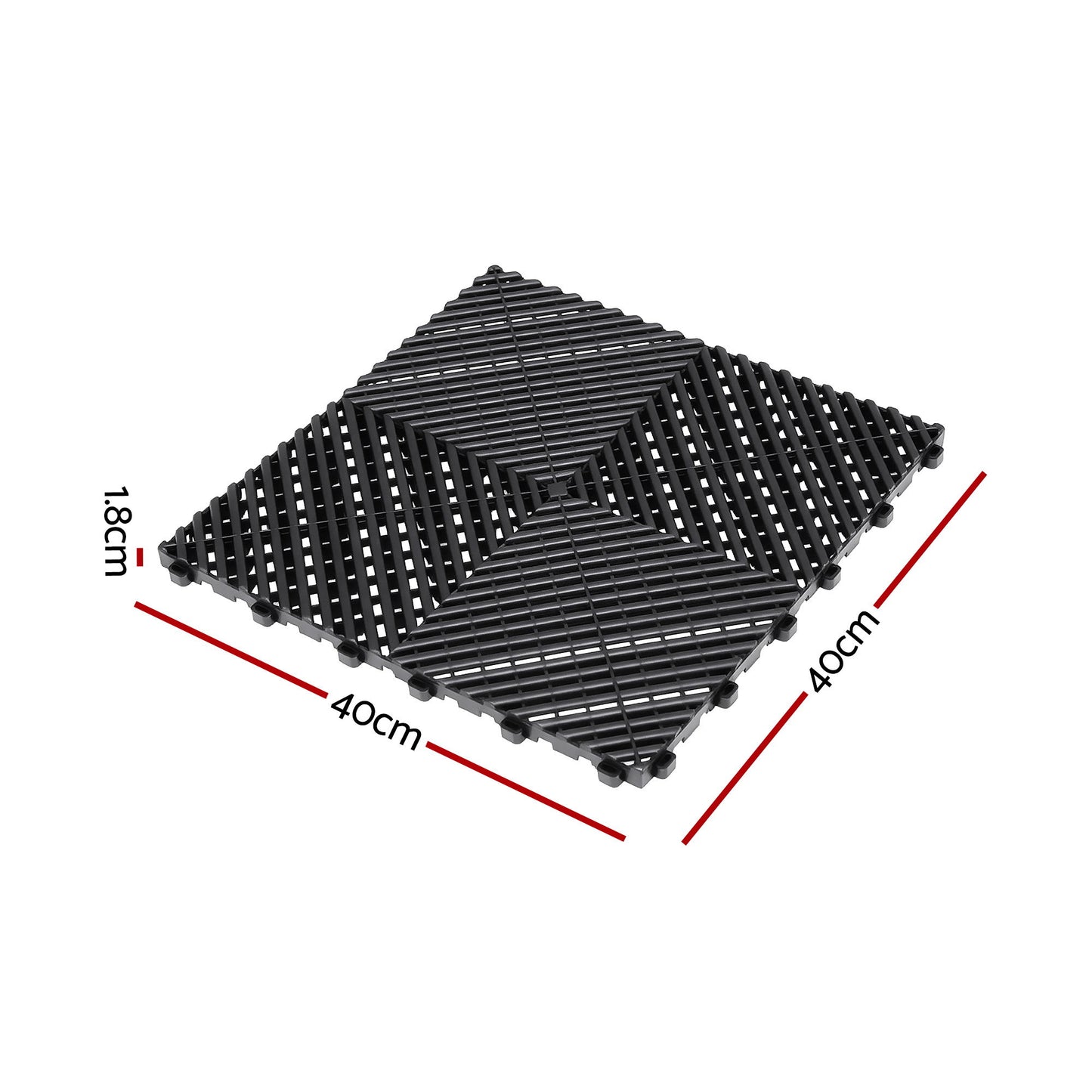 Giantz 20PCS Garage Floor Tiles Interlocking Drainage Non-Slip Tiles Heavy Duty for Workshop Black GFT-40X40-20P-BK