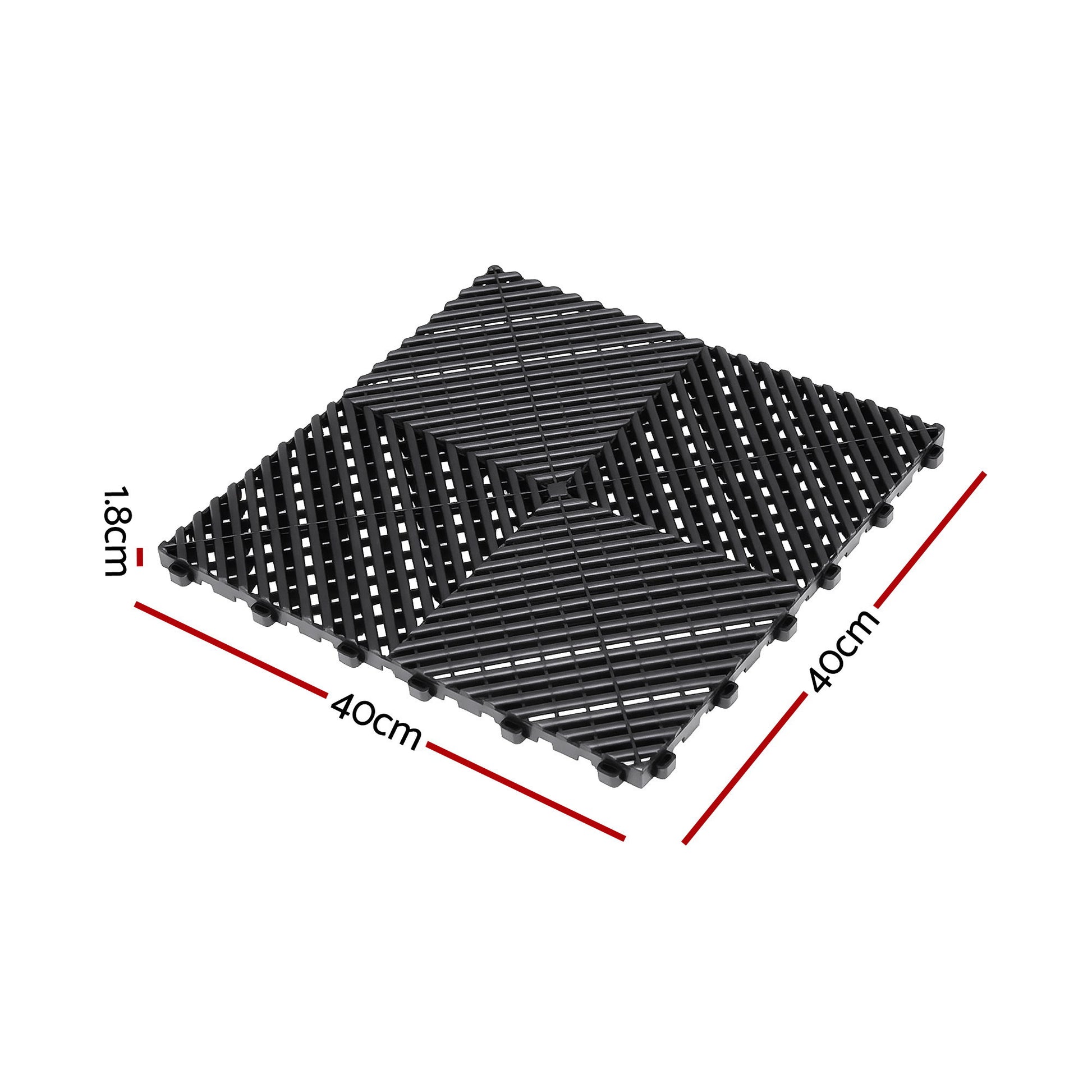 Giantz 20PCS Garage Floor Tiles Interlocking Drainage Non-Slip Tiles Heavy Duty for Workshop Black GFT-40X40-20P-BK