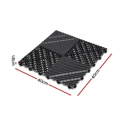 Giantz 20PCS Garage Floor Tiles Interlocking Drainage Non-Slip Tiles Heavy Duty for Workshop Black GFT-40X40-20P-BK