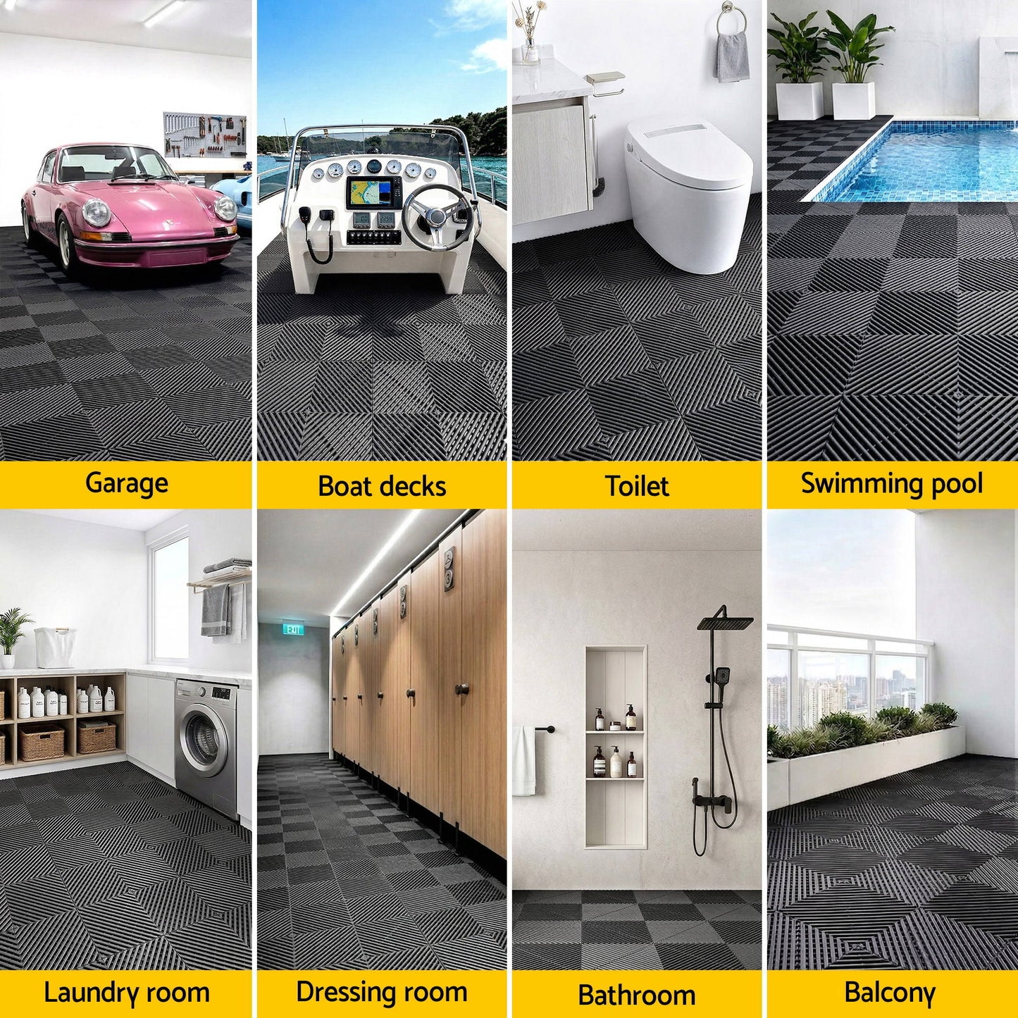 Giantz 20PCS Garage Floor Tiles Interlocking Drainage Non-Slip Tiles Heavy Duty for Workshop Black GFT-40X40-20P-BK
