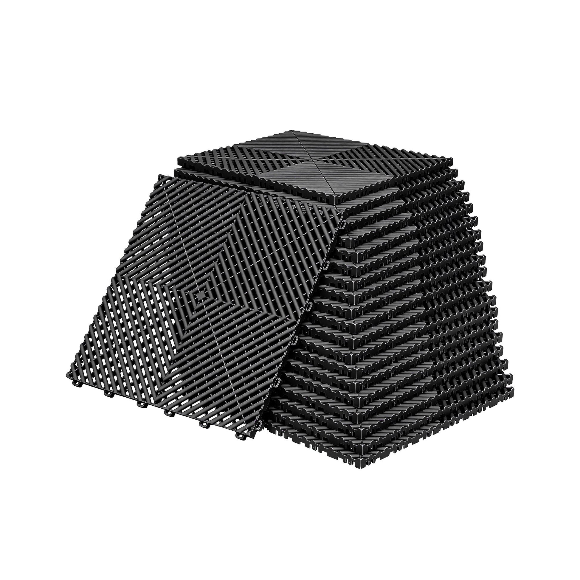 Giantz 20PCS Garage Floor Tiles Interlocking Drainage Non-Slip Tiles Heavy Duty for Workshop Black GFT-40X40-20P-BK
