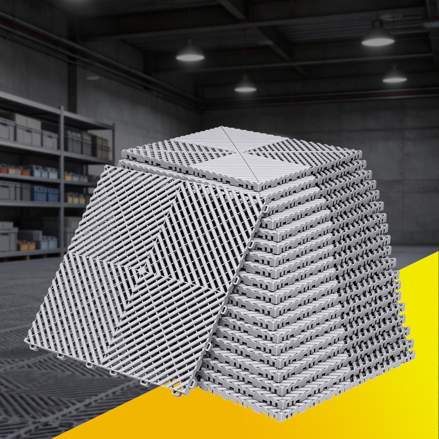 Giantz 20PCS Garage Floor Tiles Interlocking Drainage Non-Slip Tiles Heavy Duty for Workshop Grey GFT-40X40-20P-GR
