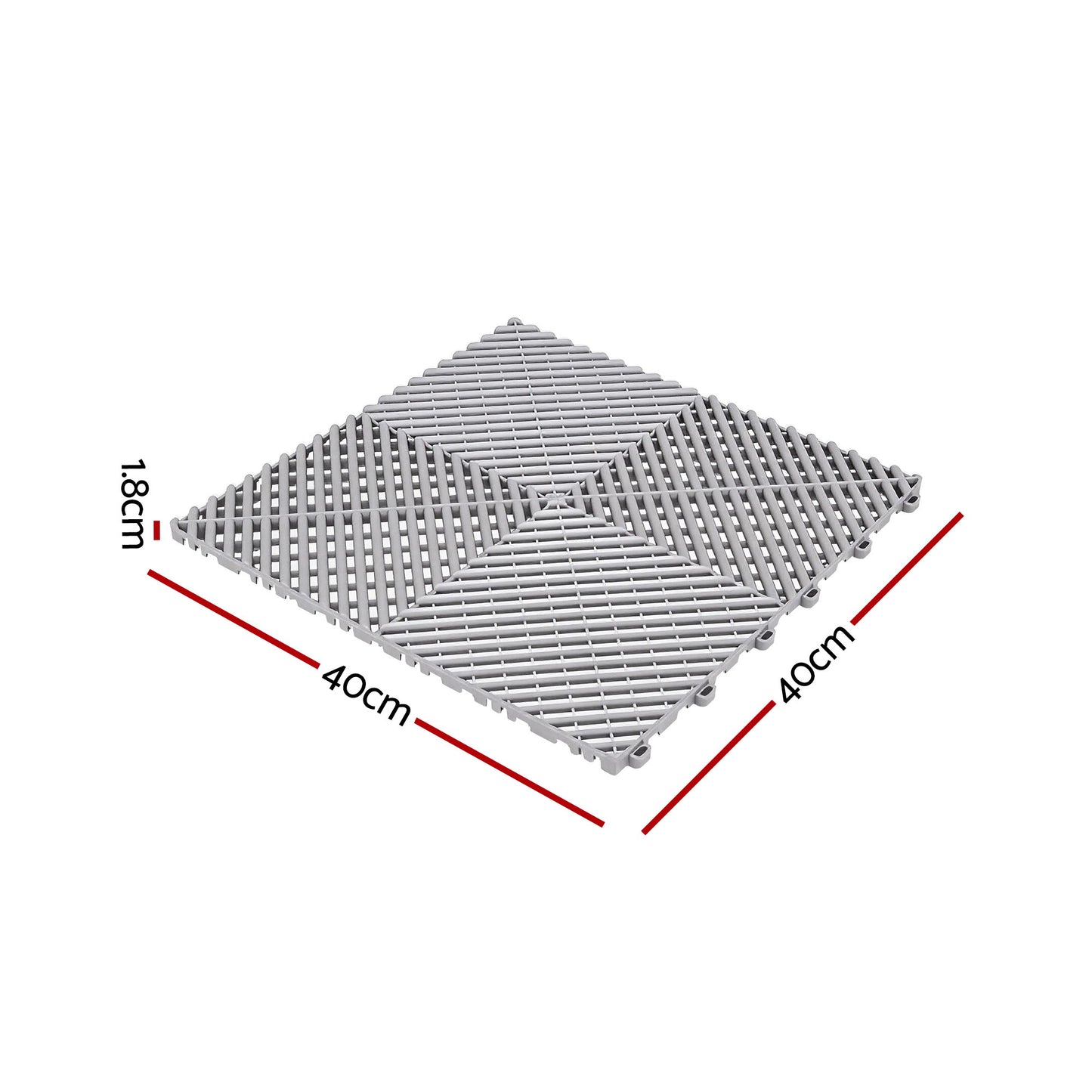 Giantz 20PCS Garage Floor Tiles Interlocking Drainage Non-Slip Tiles Heavy Duty for Workshop Grey GFT-40X40-20P-GR