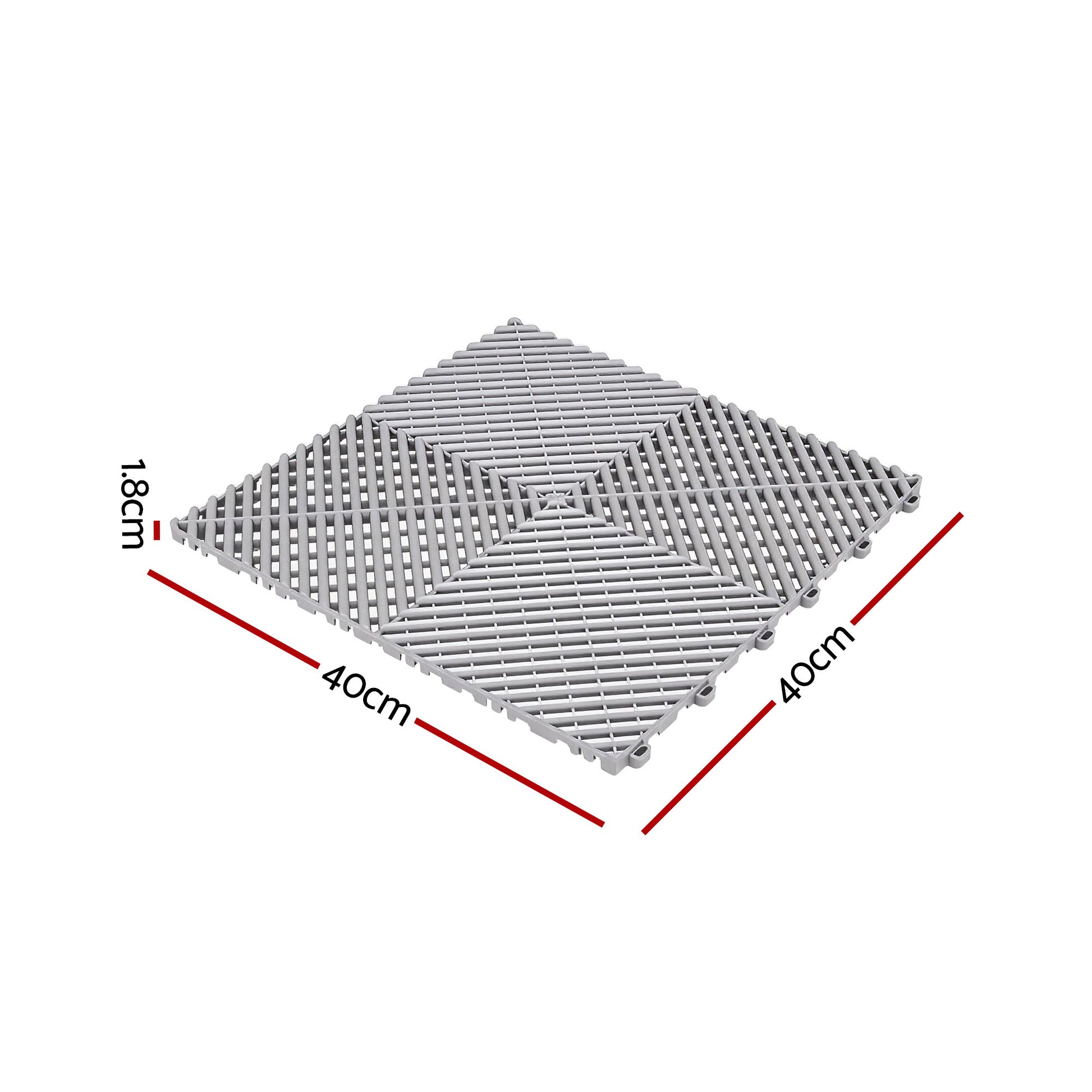 Giantz 20PCS Garage Floor Tiles Interlocking Drainage Non-Slip Tiles Heavy Duty for Workshop Grey GFT-40X40-20P-GR