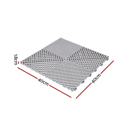 Giantz 20PCS Garage Floor Tiles Interlocking Drainage Non-Slip Tiles Heavy Duty for Workshop Grey GFT-40X40-20P-GR