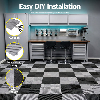 Giantz 20PCS Garage Floor Tiles Interlocking Drainage Non-Slip Tiles Heavy Duty for Workshop Grey GFT-40X40-20P-GR