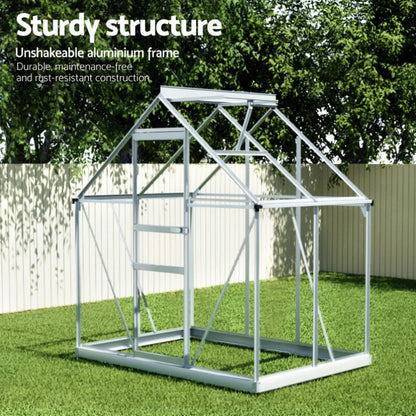 Green Fingers Greenhouse Aluminium Polycarbonate Premium Garden Storage Shed 1.3Mx1.9Mx2.0M GH-ALU-126X190-TP-AB