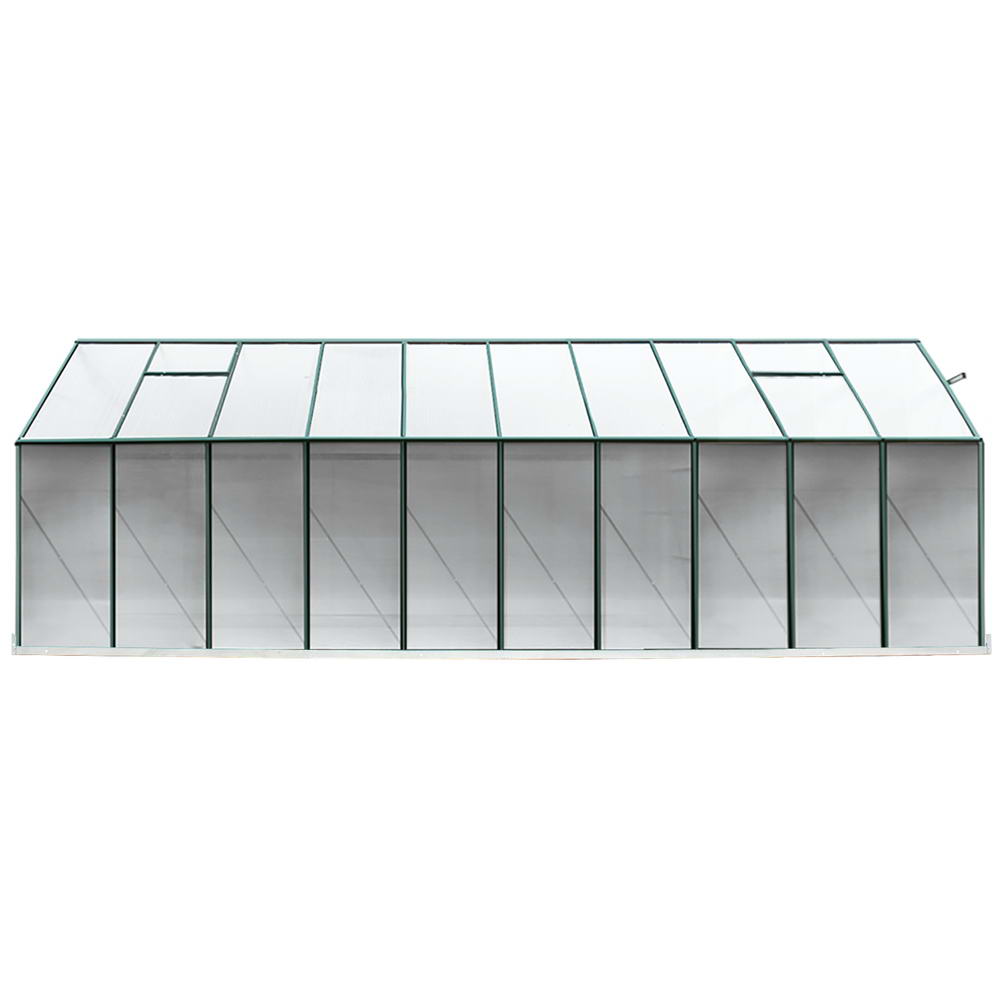 Green Fingers Greenhouse 6.3x2.44x2.1M Aluminium Polycarbonate Green House Garden Shed GH-ALU-B-630X244X210-GN-AB