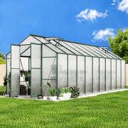 Green Fingers Greenhouse 6.3x2.44x2.1M Aluminium Polycarbonate Green House Garden Shed GH-ALU-B-630X244X210-GN-AB