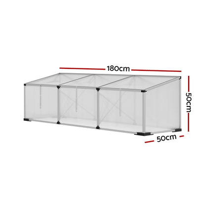 Green Fingers Greenhouse 180x50x50CM Cold Frame Plant Grow Aluminium Polycarbonate Green House GH-ALU-C-180X50X50