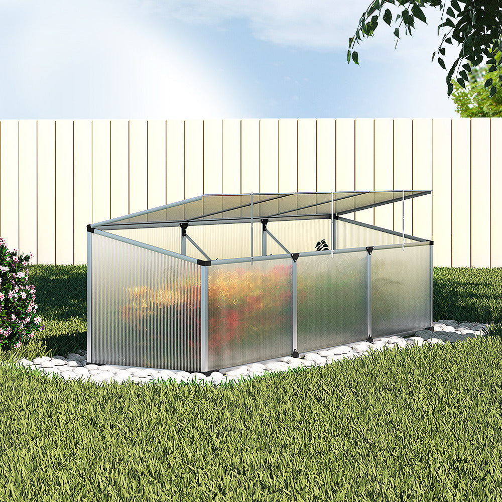 Green Fingers Greenhouse 180x50x50CM Cold Frame Plant Grow Aluminium Polycarbonate Green House GH-ALU-C-180X50X50