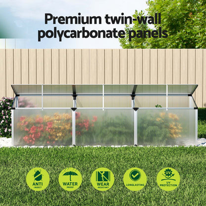 Green Fingers Greenhouse 180x50x50CM Cold Frame Plant Grow Aluminium Polycarbonate Green House GH-ALU-C-180X50X50