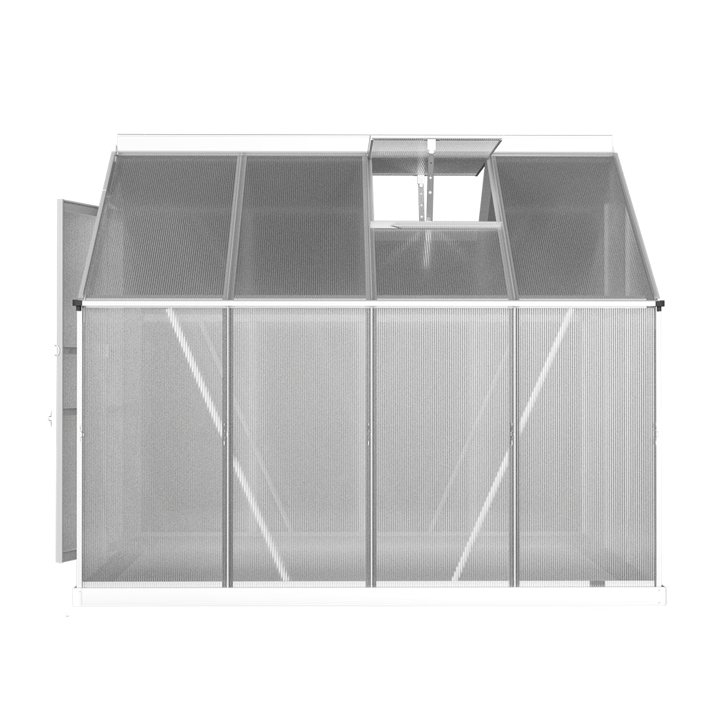 Green Fingers Greenhouse 2.42x1.9x1.95M Aluminium Polycarbonate Green House Garden Shed GH-ALU-C-242X190-AB